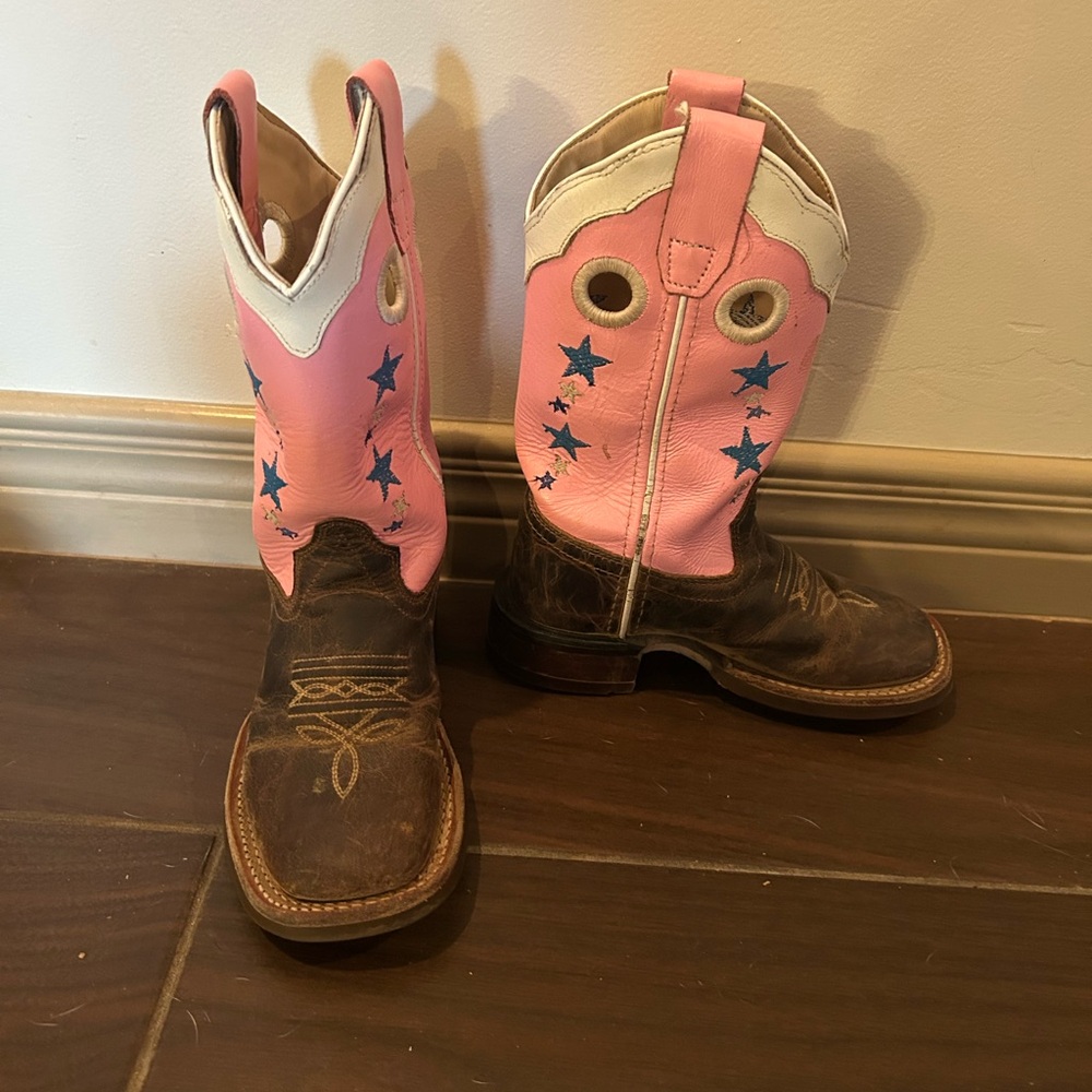 Old West Pink and Brown Kids Boots